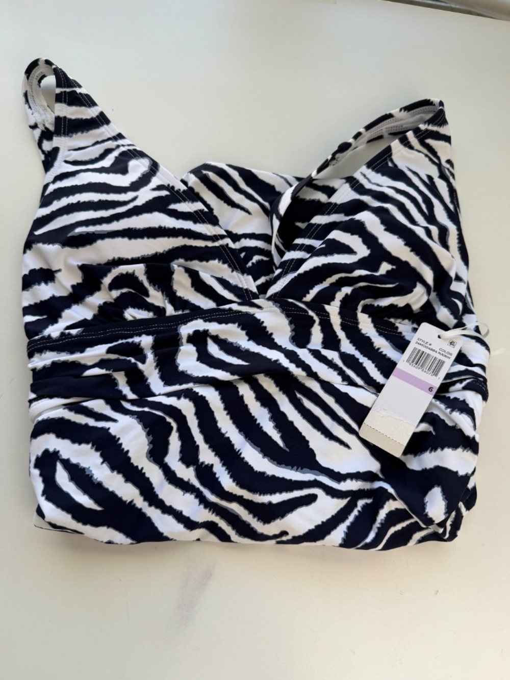Anne Cole Women's Zebra Print Shirred V Neck Cutout Back One Piece Swimsuit - Picture 13 of 14